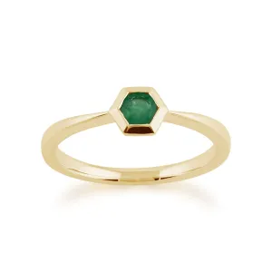 Smaragd Ring, 9ct Gelb Gold 0,23CT Smaragd Sechseck Ring
