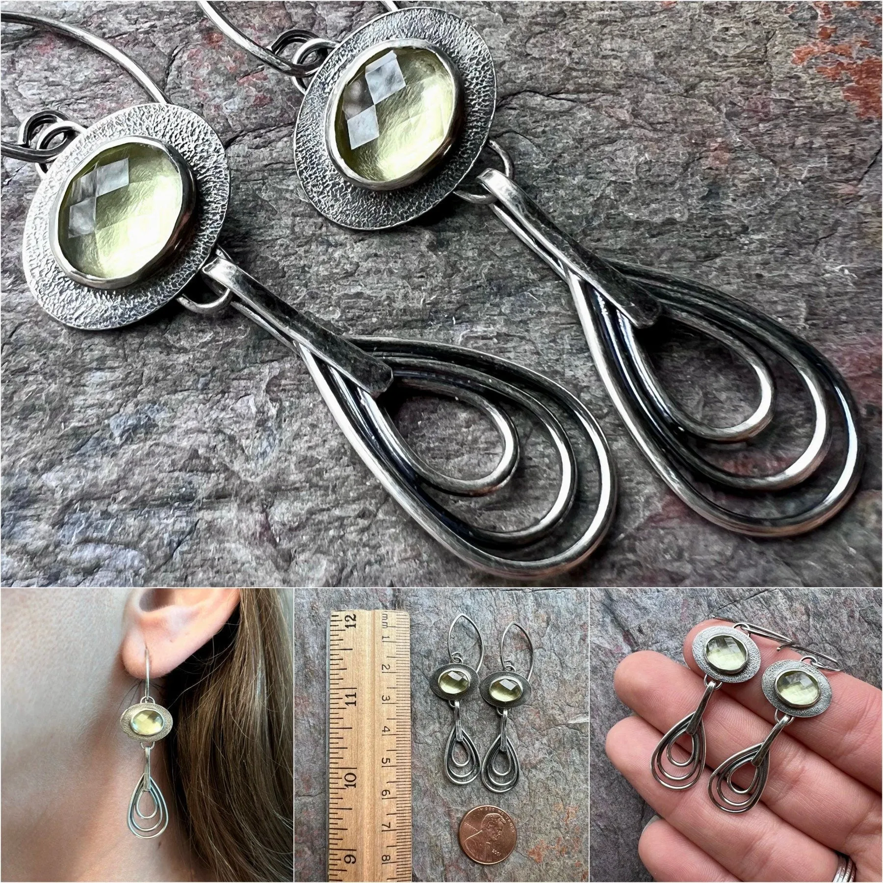 SOLD Lemon Topaz Sterling Silver Earrings - Genuine Lemon Topaz and Sterling Silver Teardrop Earrings