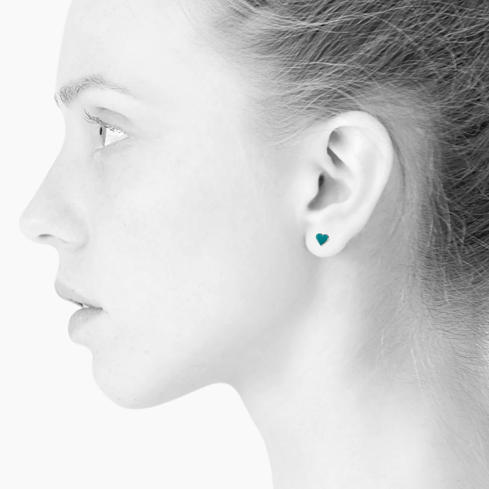 Spot ørestikker. Heart. Aquamarine. Sølv. Scherning København