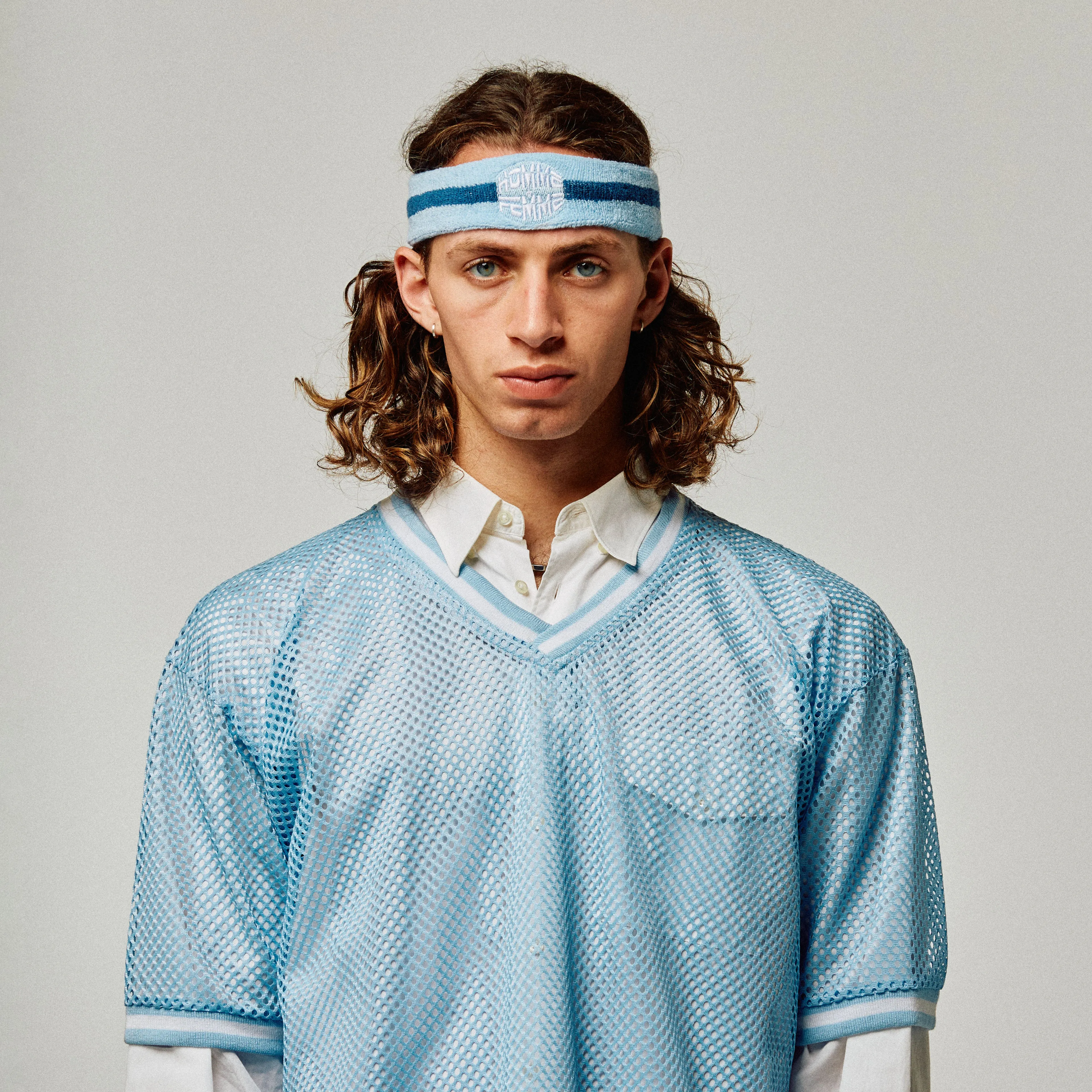 Stripe Logo Headband Blue