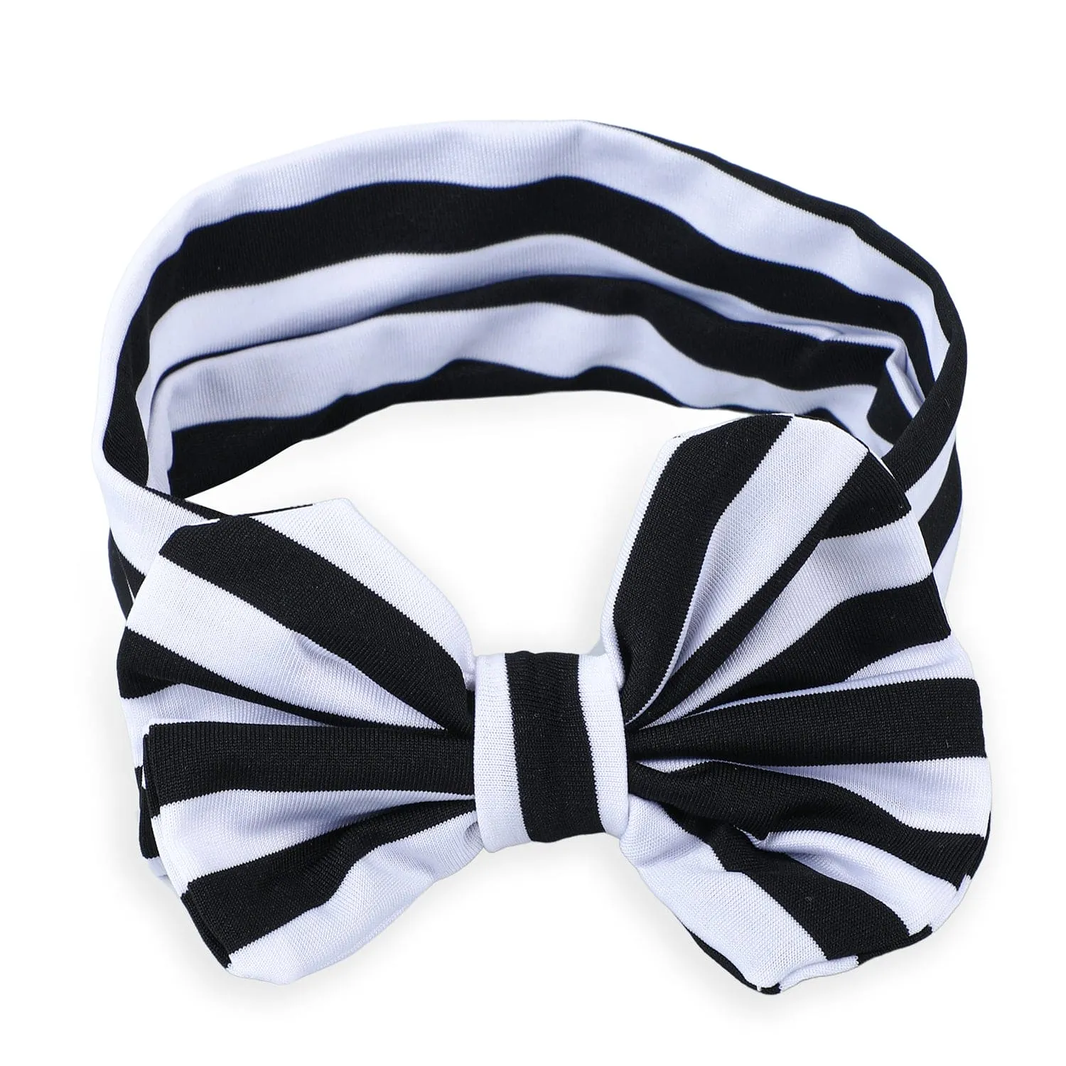 Stripes Soft Bow Headband - Black
