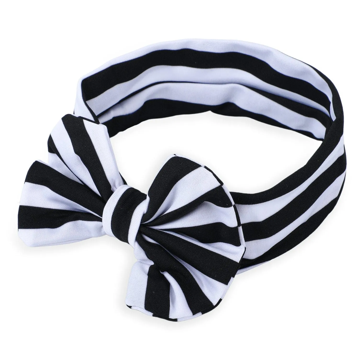 Stripes Soft Bow Headband - Black