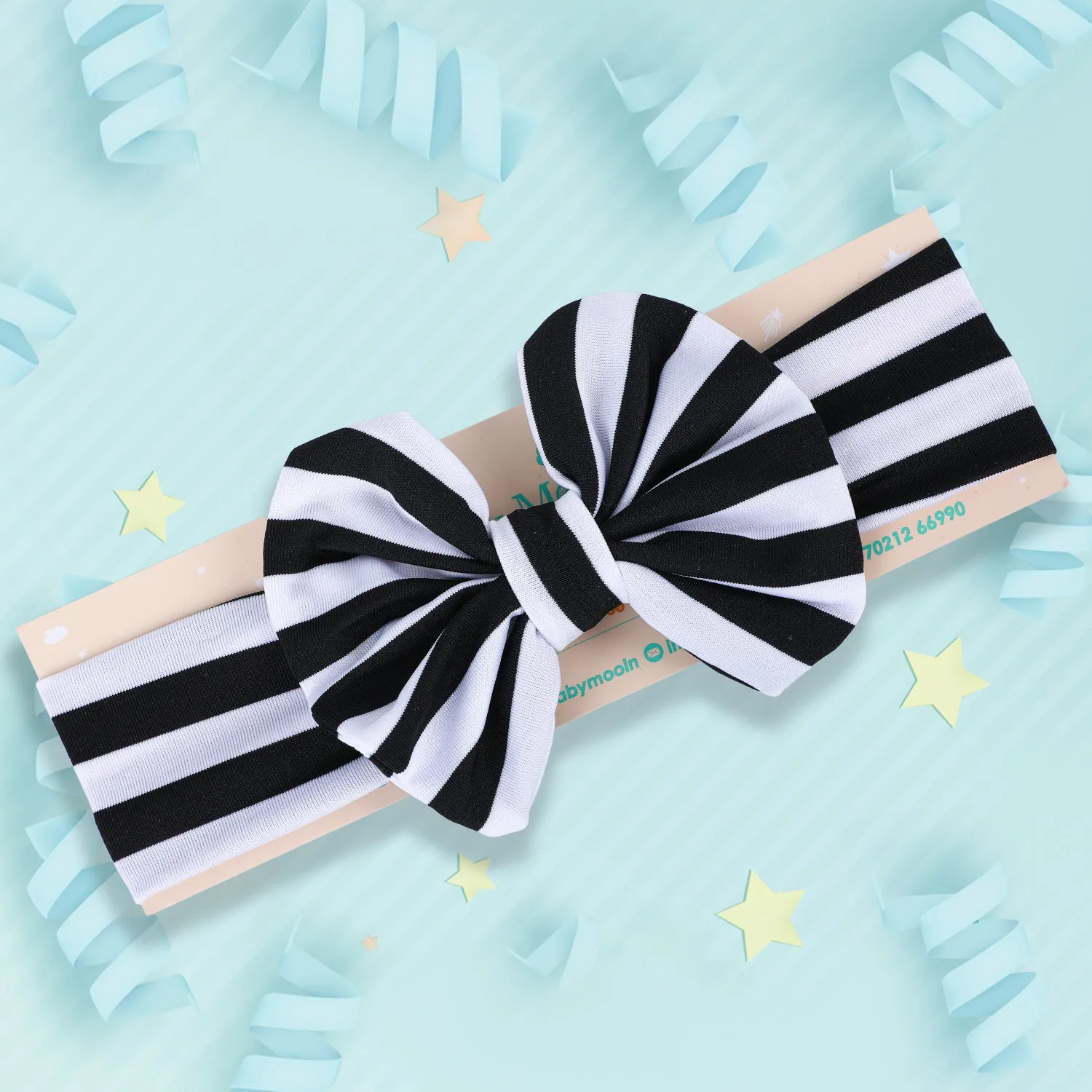 Stripes Soft Bow Headband - Black