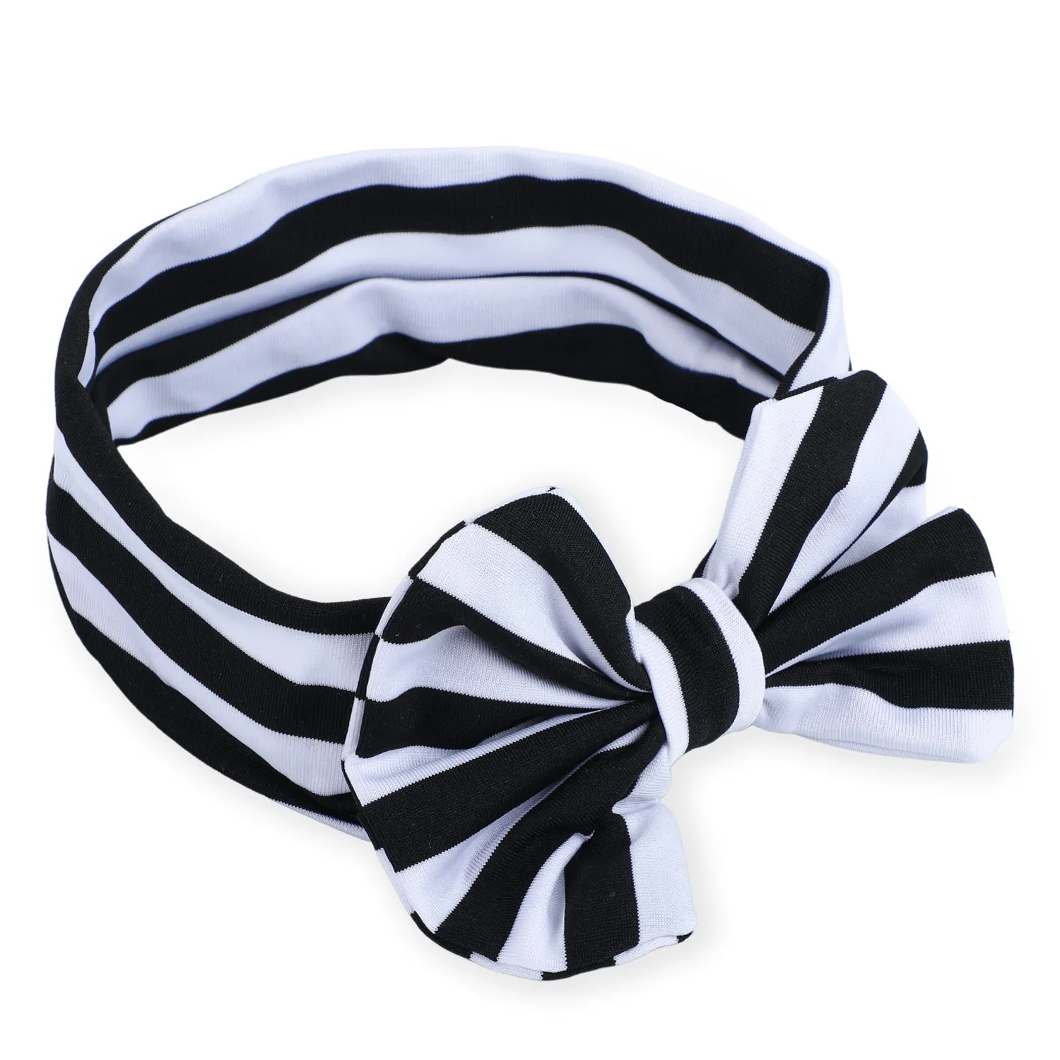 Stripes Soft Bow Headband - Black