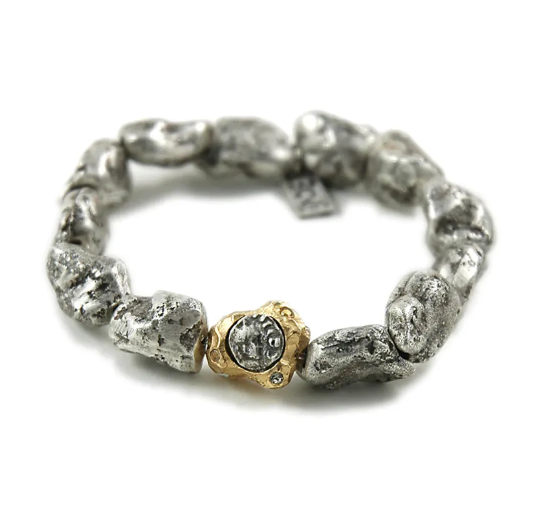 Tat2 Design Vintage Silver Capri Nugget Bracelet