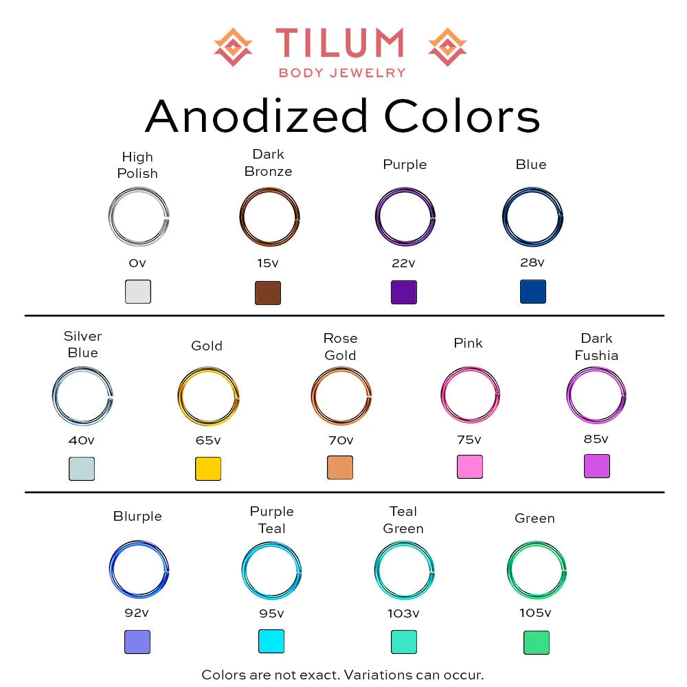Tilum 18g-16g Internally Threaded Titanium Corner Prong-Set Square Opal Top - 3mm - Price Per 1
