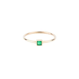 Tiny Princess Cut Emerald Ring