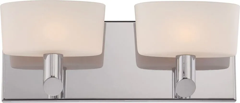 Toby 2 Light Vanity In Satin Nickel and White Opal Glass