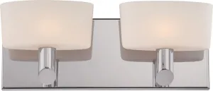 Toby 2 Light Vanity In Satin Nickel and White Opal Glass