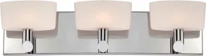Toby 3 Light Vanity In Chrome and White Opal Glass