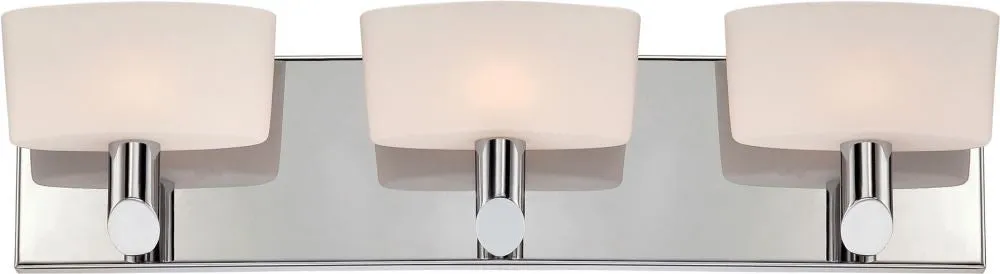 Toby 3 Light Vanity In Chrome and White Opal Glass