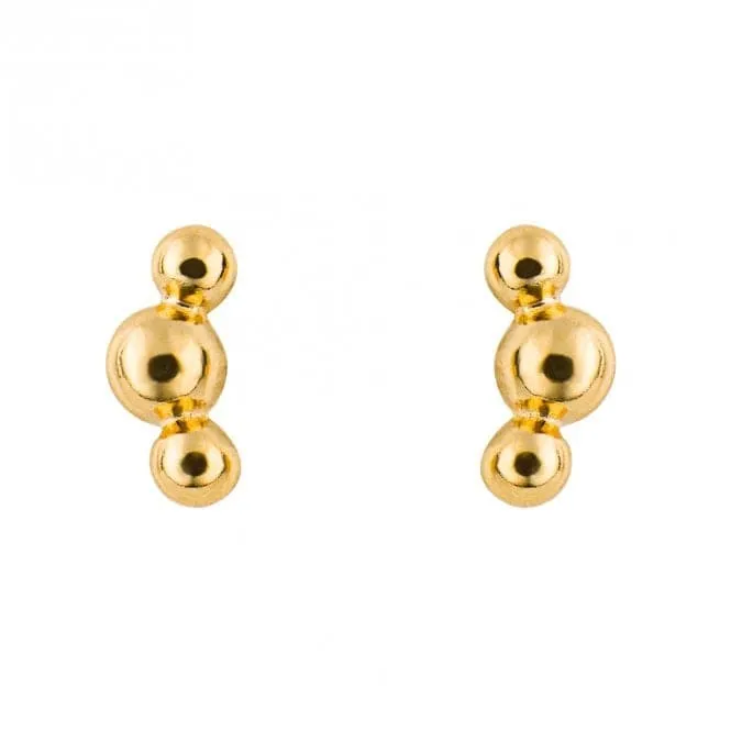 Tri Ball Gold Plated Studs Earrings E6276