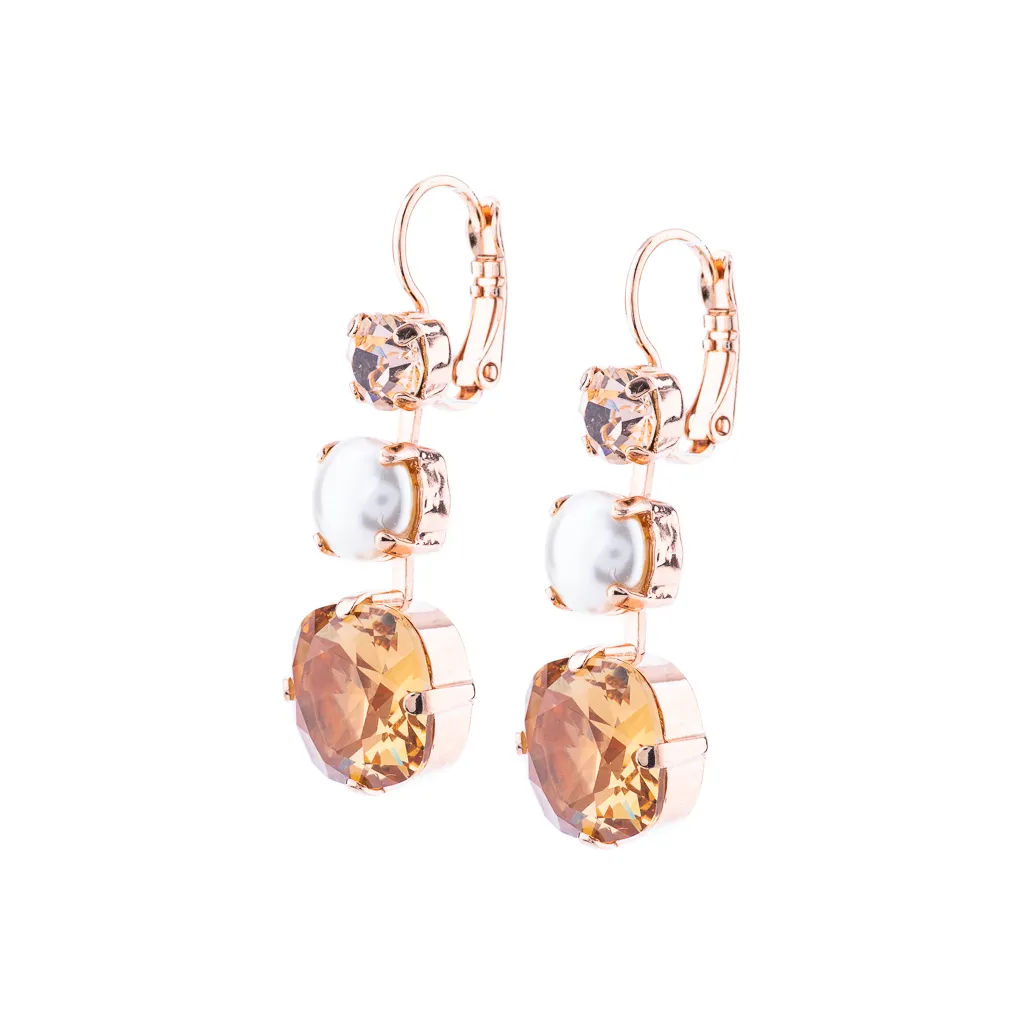 Trio Round and Cushion Cut Leverback Earrings in "Earl Grey" *Preorder*