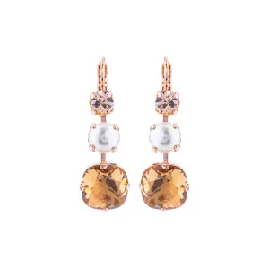 Trio Round and Cushion Cut Leverback Earrings in "Earl Grey" *Preorder*