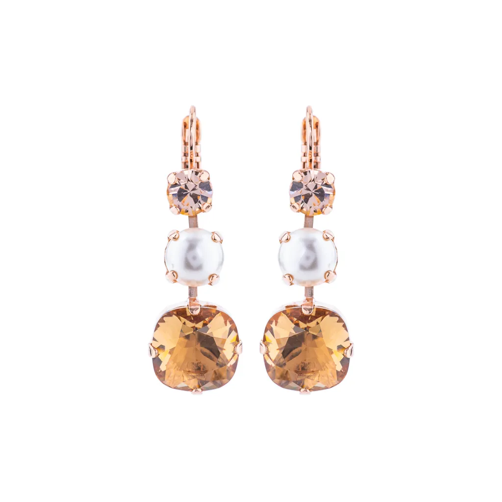 Trio Round and Cushion Cut Leverback Earrings in "Earl Grey" *Preorder*