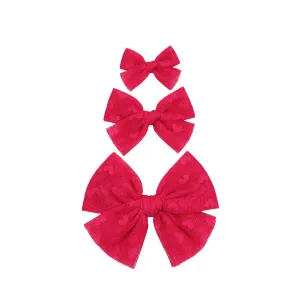 Tulle Bow - Hot Pink Heart Clip