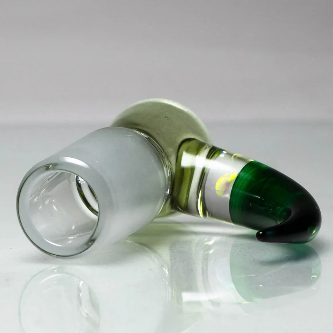 Unity Glassworks - 4 Hole Opal Horn Slide - 18mm - Metal Fleck & Exp. Green