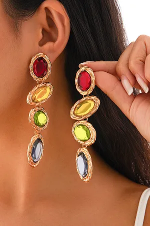 Vintage Colored Gemstone Drop Earrings
