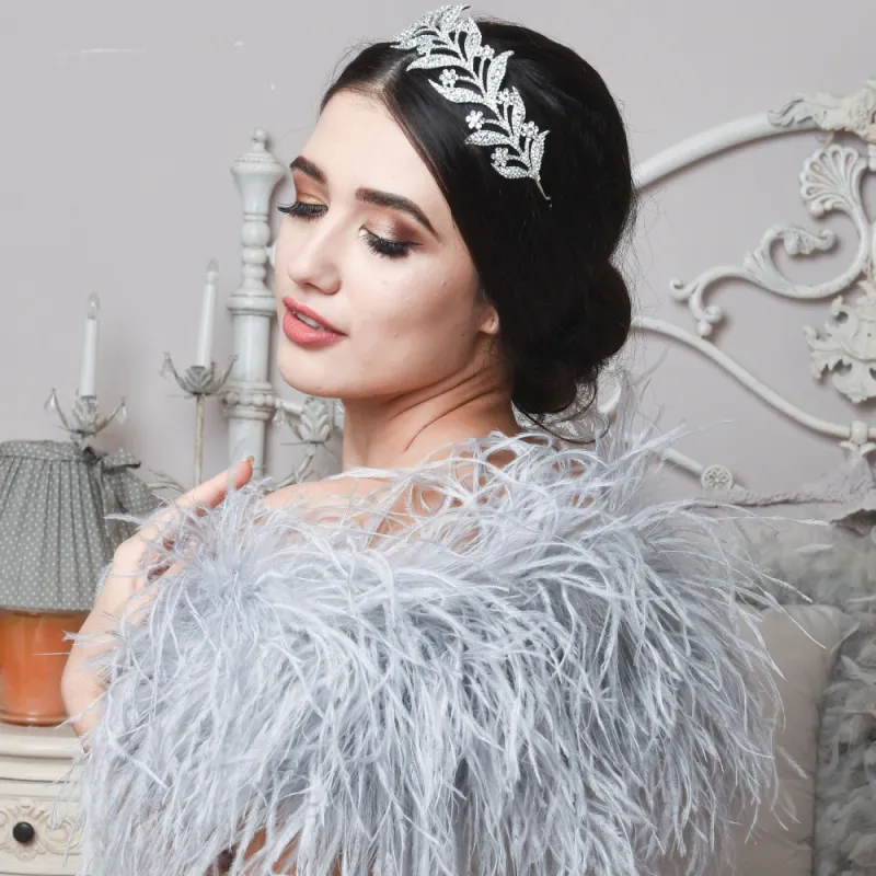 Vintage Crystal Flower and Leaves Tiara Wedding Headband
