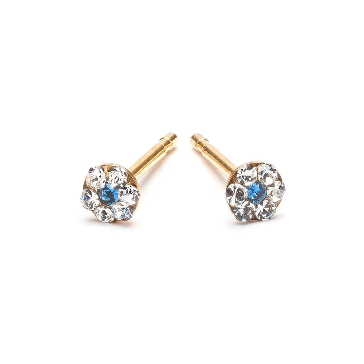 White & Sapphire Gold Plated Mini Daisy Earrings