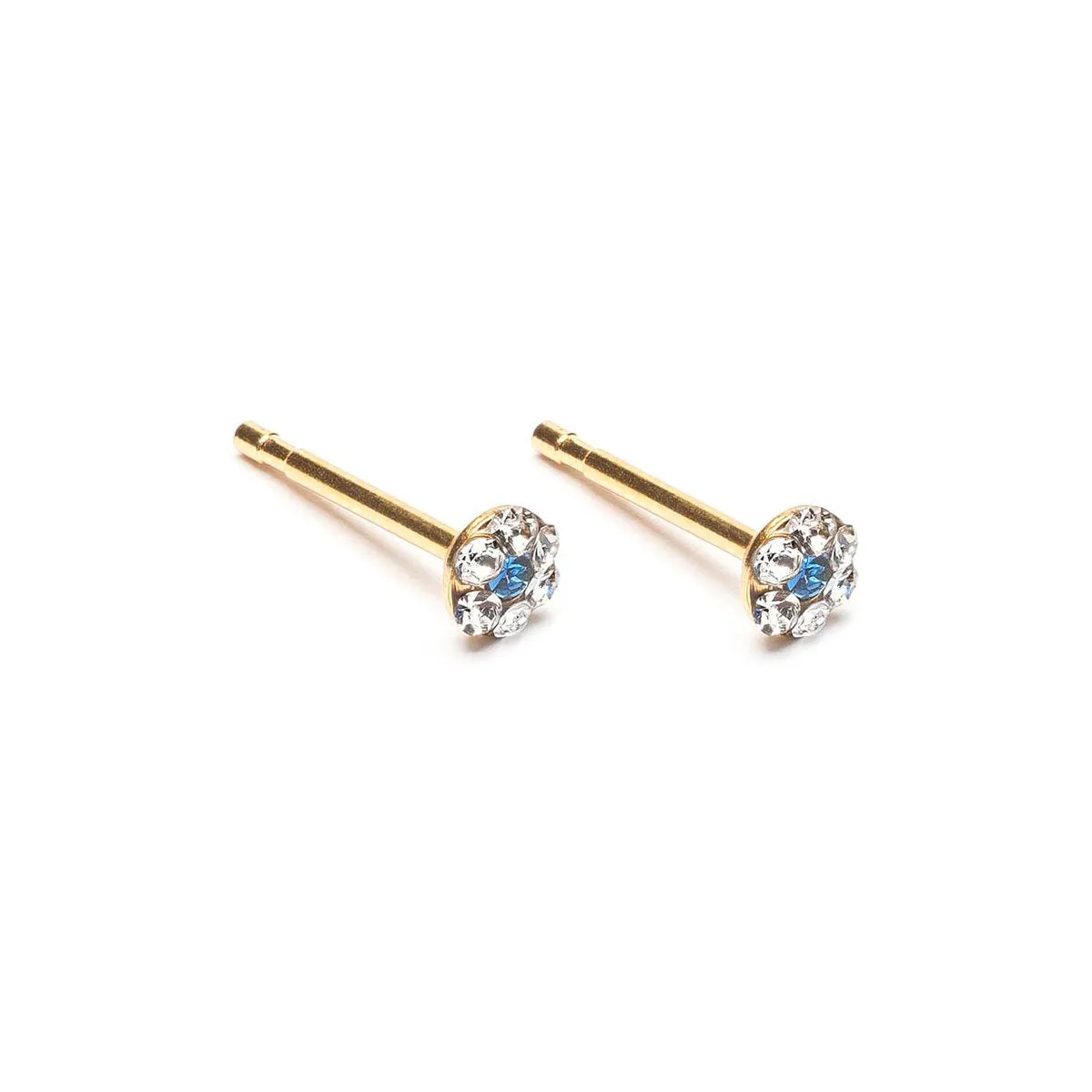 White & Sapphire Gold Plated Mini Daisy Earrings