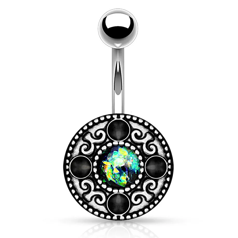 Wild Fire Opal Shield Belly Bar
