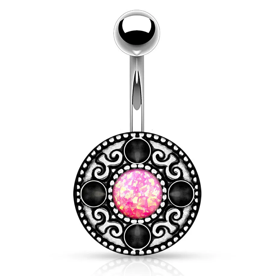 Wild Fire Opal Shield Belly Bar