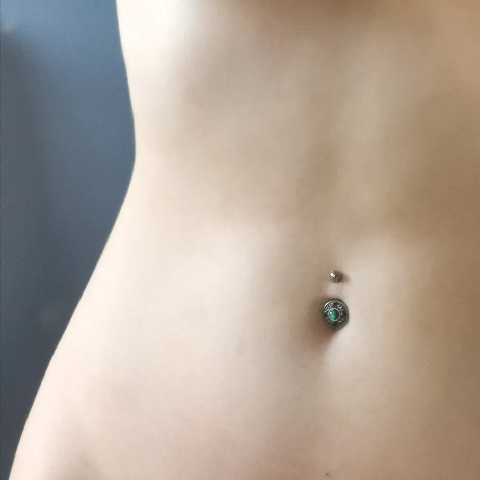 Wild Fire Opal Shield Belly Bar