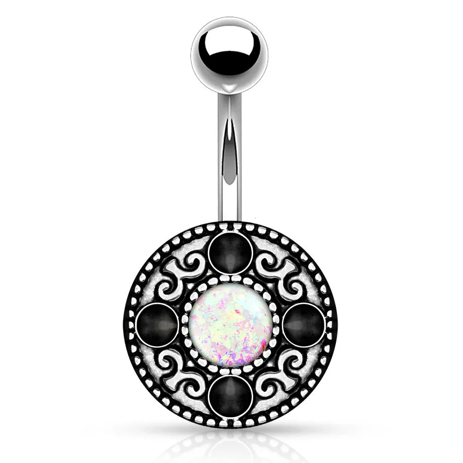 Wild Fire Opal Shield Belly Bar