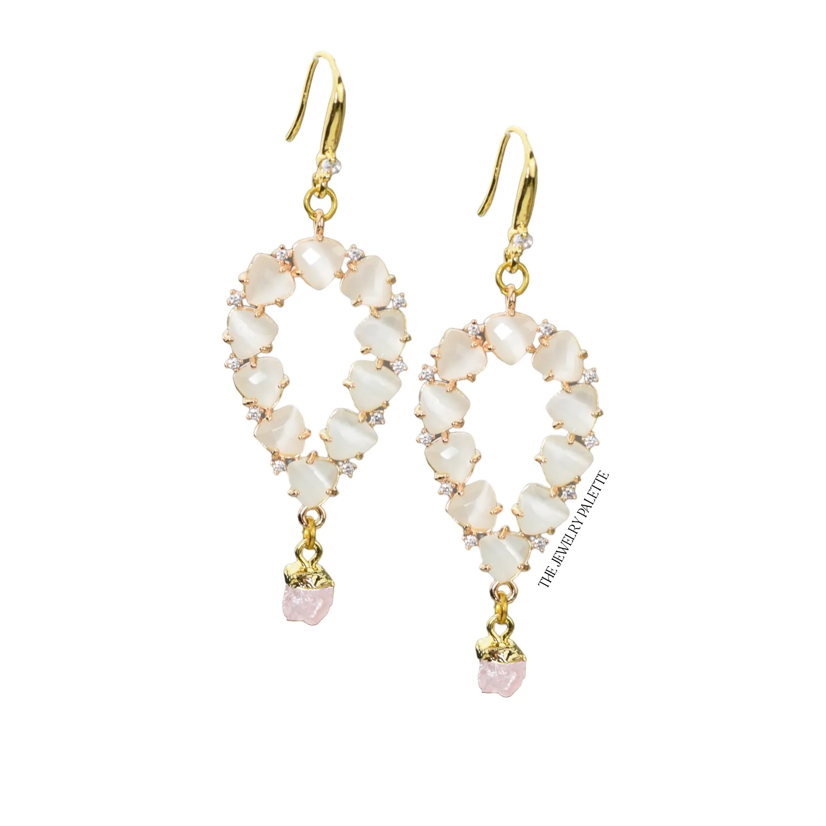 Yara white stones with gold edged sapphire drop earrings