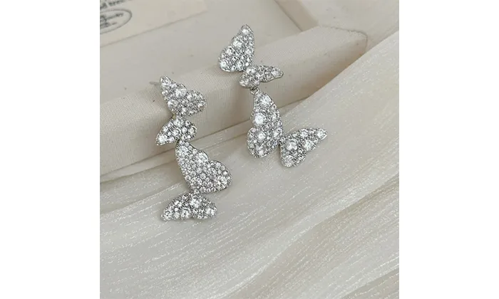 Zircon Butterfly Tassel Earrings