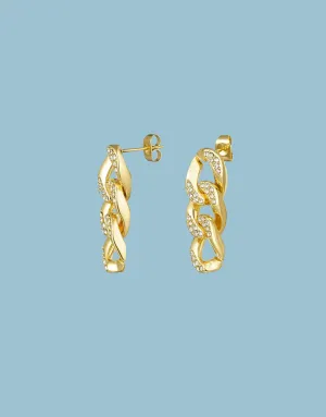 Zircon link stud earrings